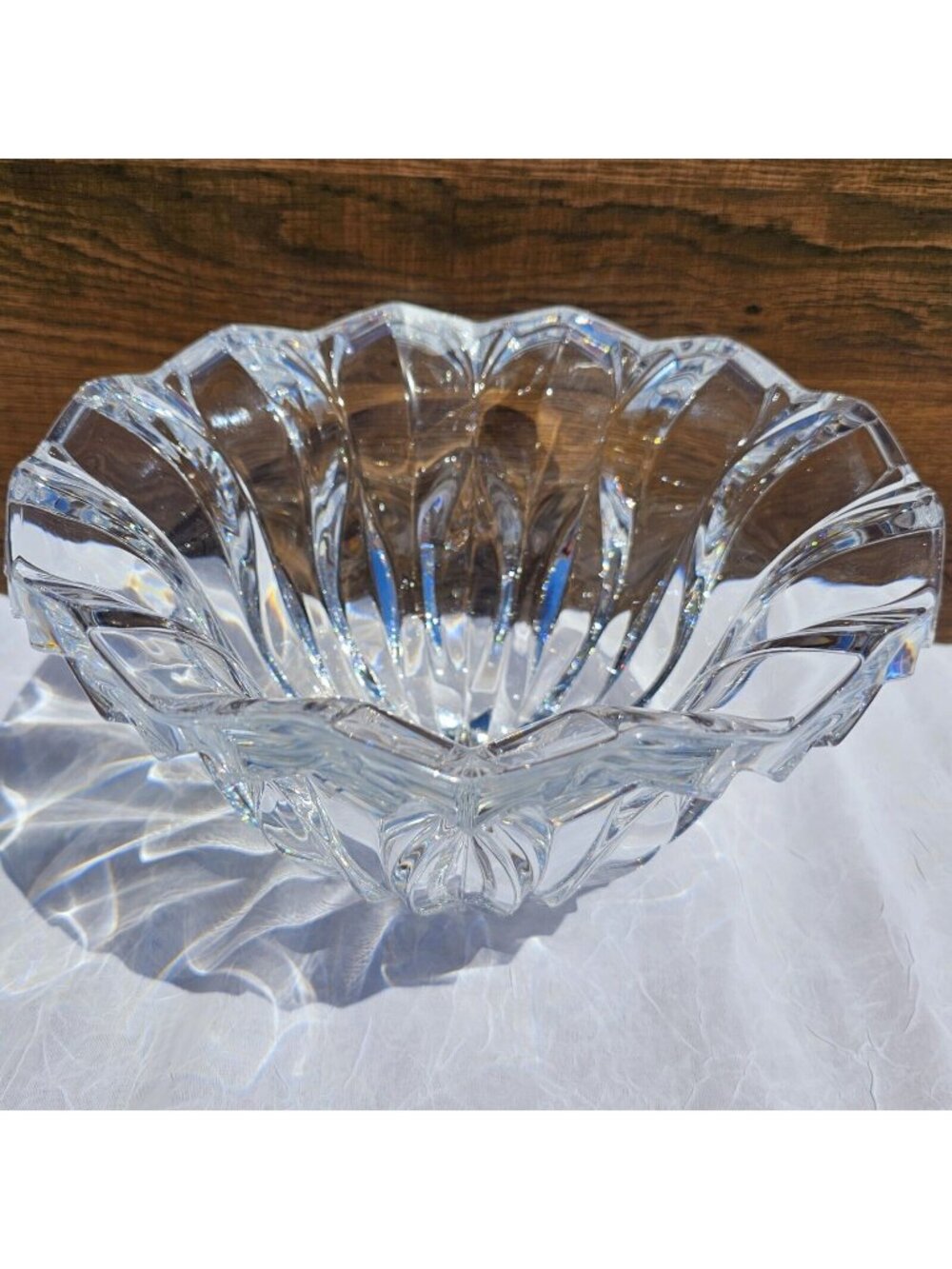 Cristal D'Arques Calliope Serving Bowl 10" crystal France scalloped 6lb 1999 mil